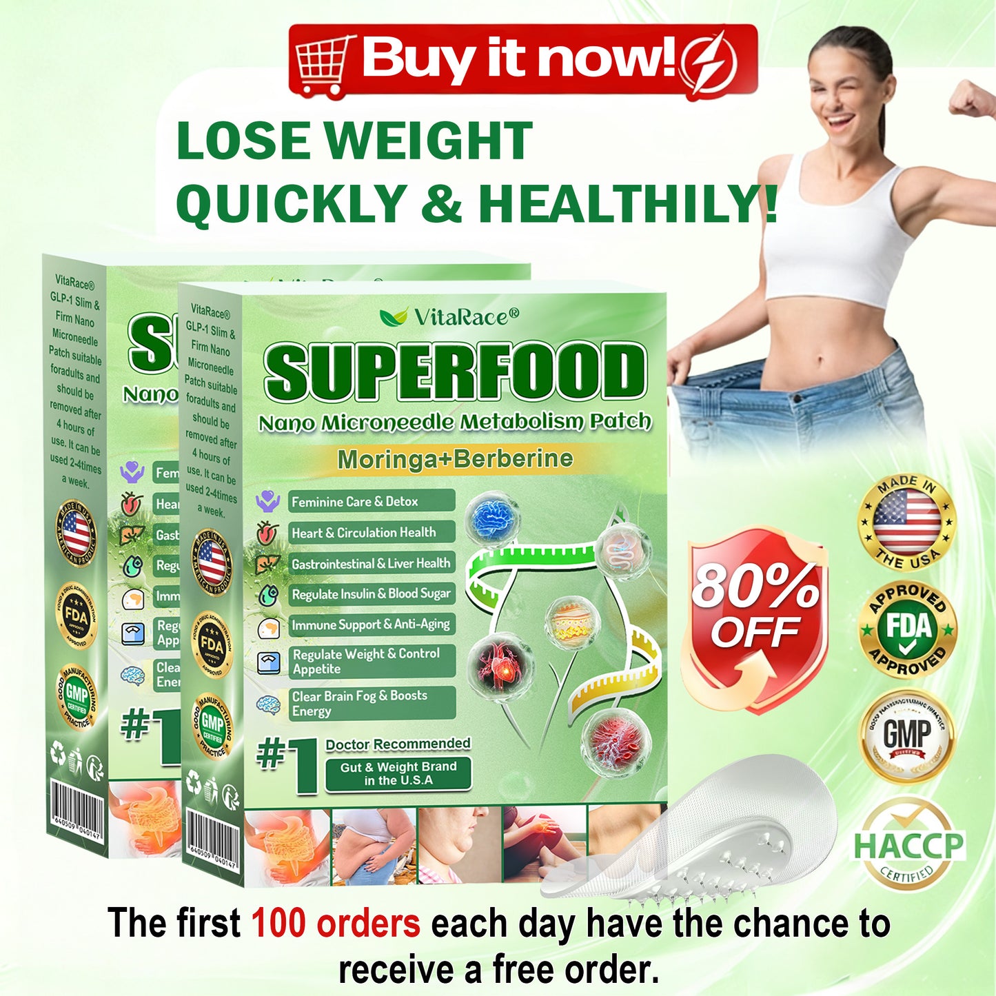⭐🇺🇸 Compliant with U.S. health standards · 👩‍⚕️ Recommended by U.S. medical professionals | 🎁 𝐕𝐢𝐭𝐚𝐑𝐚𝐜𝐞® 𝐒𝐮𝐩𝐞𝐫𝐟𝐨𝐨𝐝 𝐍𝐚𝐧𝐨-𝐍𝐞𝐞𝐝𝐥𝐞 𝐌𝐞𝐭𝐚𝐛𝐨𝐥𝐢𝐬𝐦 𝐏𝐚𝐭𝐜𝐡 for a Slim and Healthy Lifestyle