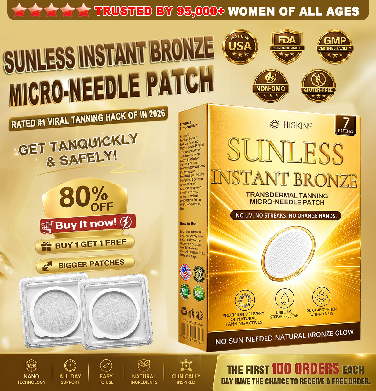 𝐇𝐢𝐬𝐤𝐢𝐧® 𝐒𝐮𝐧𝐥𝐞𝐬𝐬 𝐁𝐫𝐨𝐧𝐳𝐞 𝐌𝐢𝐜𝐫𝐨𝐧𝐞𝐞𝐝𝐥𝐞 𝐏𝐚𝐭𝐜𝐡