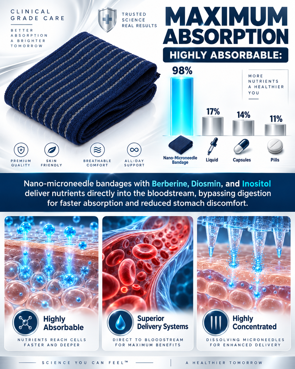 KIKO® Berberine × Diosmin × Inositol × Ceylon Cinnamon Advanced Nano-Microneedle Lymphatic Detox & Slimming Bandage