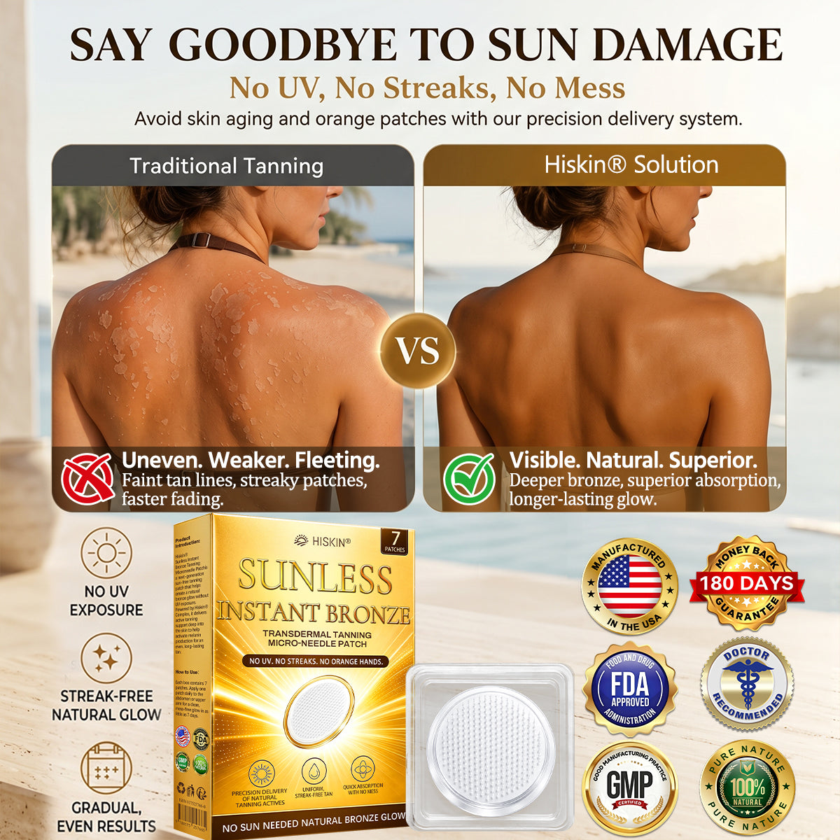 𝐇𝐢𝐬𝐤𝐢𝐧® 𝐒𝐮𝐧𝐥𝐞𝐬𝐬 𝐁𝐫𝐨𝐧𝐳𝐞 𝐌𝐢𝐜𝐫𝐨𝐧𝐞𝐞𝐝𝐥𝐞 𝐏𝐚𝐭𝐜𝐡