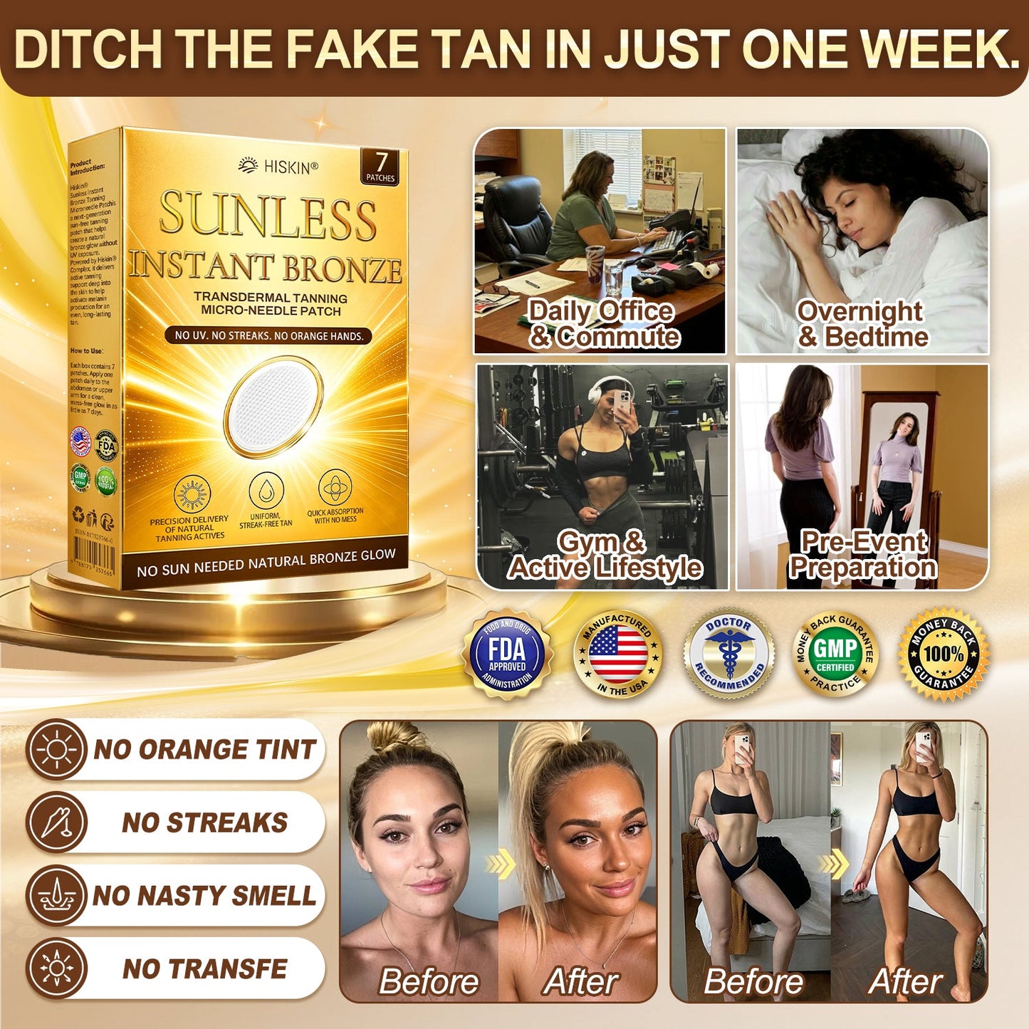 𝐇𝐢𝐬𝐤𝐢𝐧® 𝐒𝐮𝐧𝐥𝐞𝐬𝐬 𝐁𝐫𝐨𝐧𝐳𝐞 𝐌𝐢𝐜𝐫𝐨𝐧𝐞𝐞𝐝𝐥𝐞 𝐏𝐚𝐭𝐜𝐡